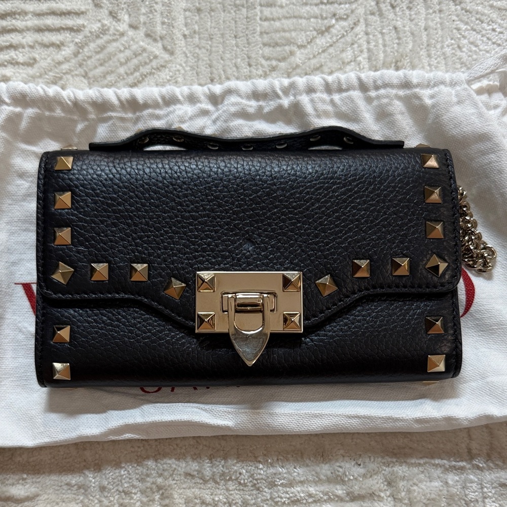 Valentino Black Studded Leather Clutch